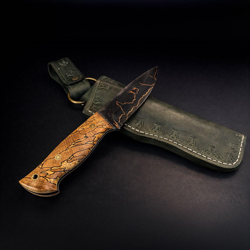 Bakır Sanmai Bushcraft Bıçak – Ardaklı Kayın Saplı, El Yapımı