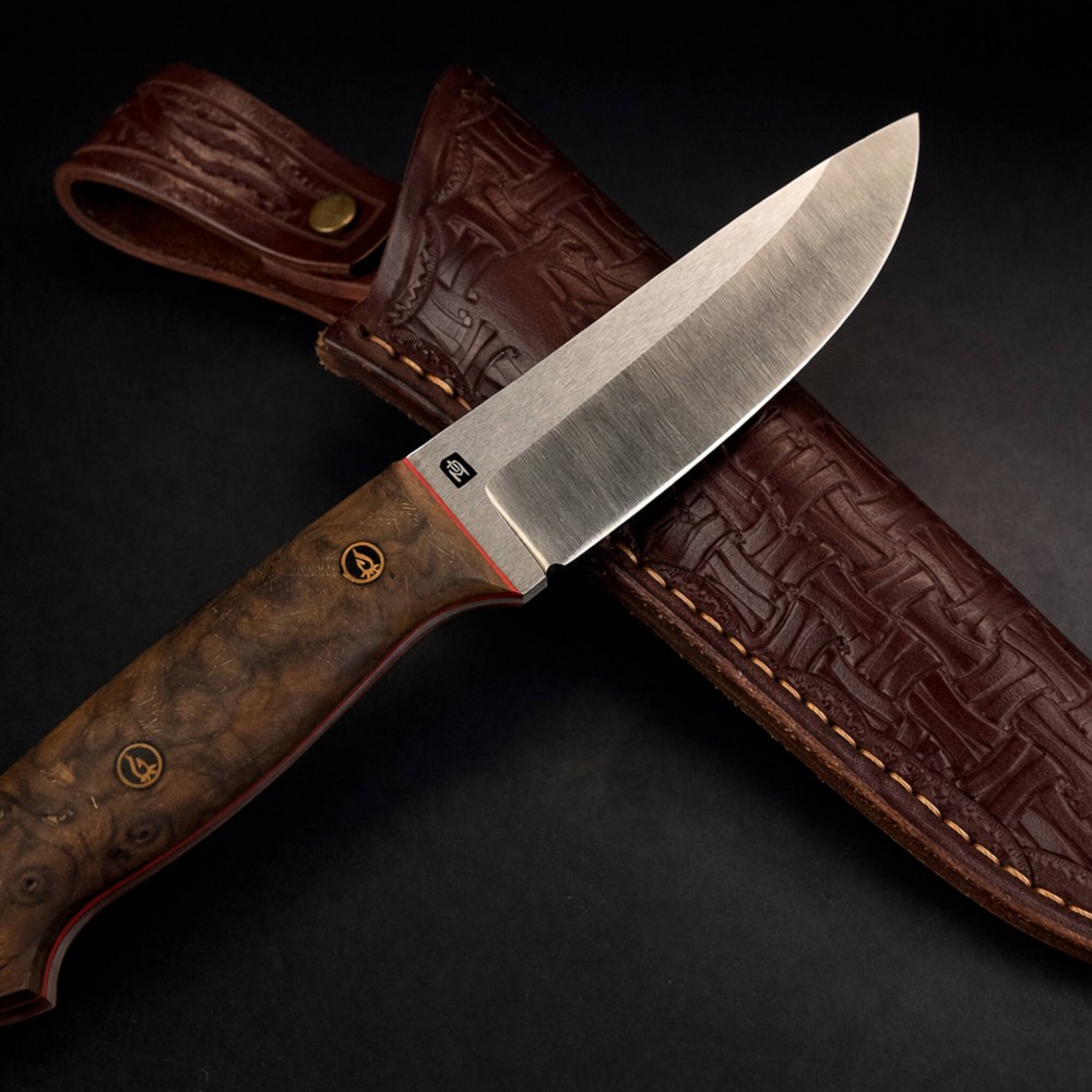 Stabilize Kök Ceviz Bushcraft Bıçak – N690 Çelik, El Yapımı