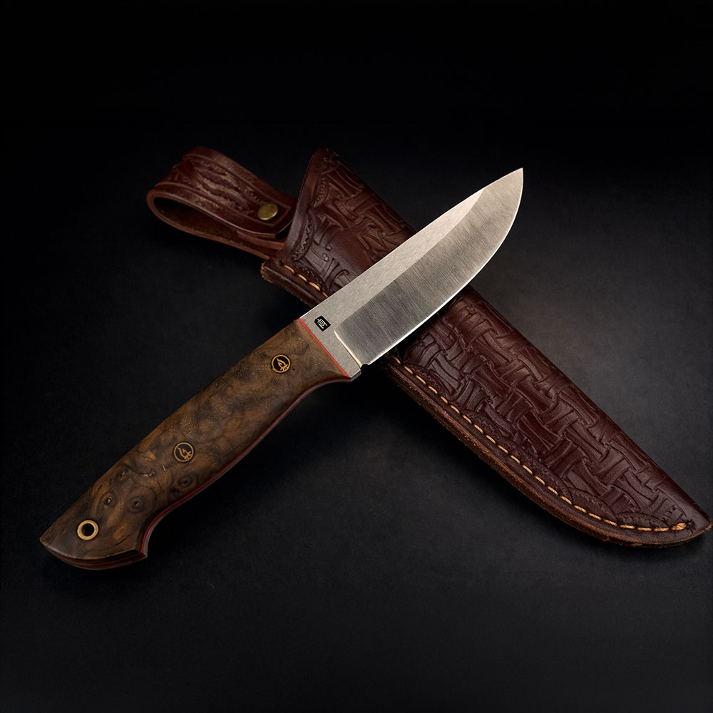 Stabilize Kök Ceviz Bushcraft Bıçak – N690 Çelik, El Yapımı