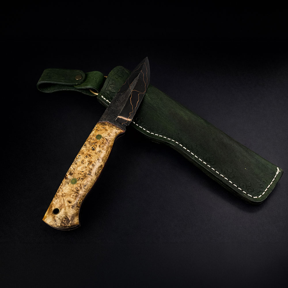 Bakır Sanmai Bushcraft Bıçak– Urlu Kızılağaç G10 Liner, El Yapımı