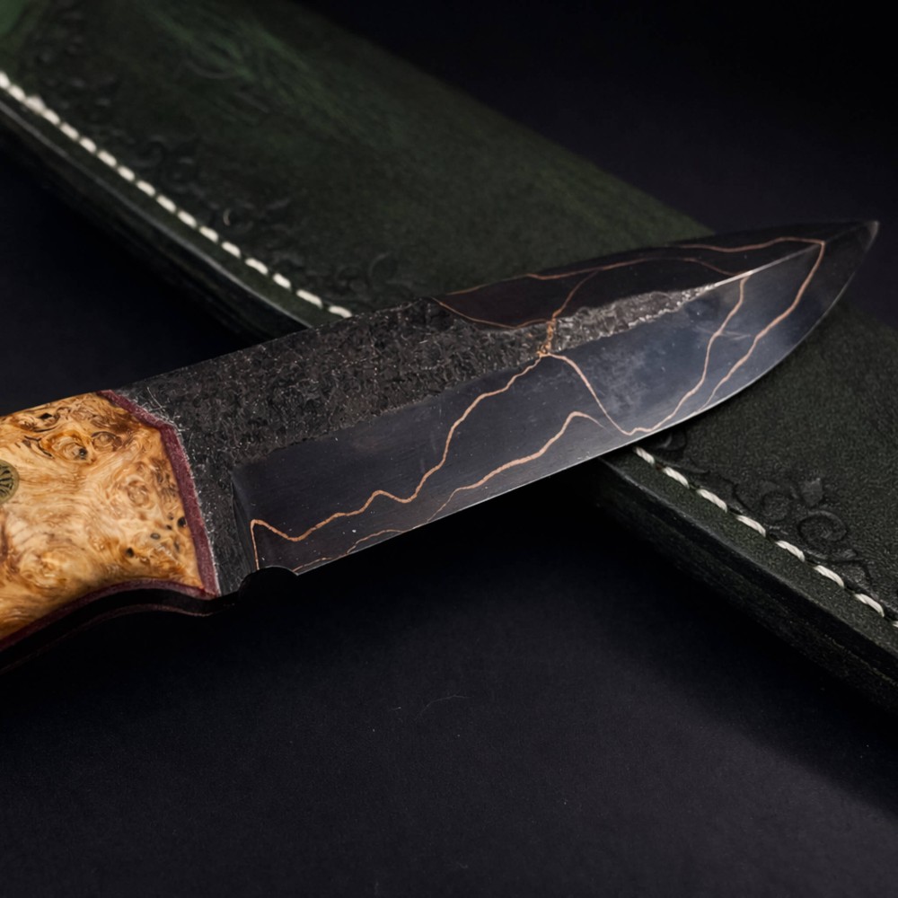 Bakır Sanmai Bushcraft Bıçak– Urlu Kızılağaç G10 Liner, El Yapımı