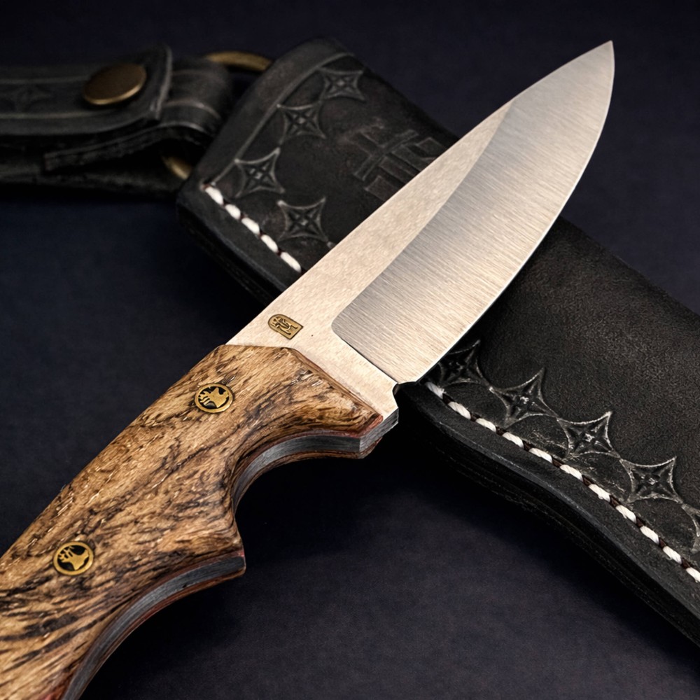 Stabilize Kızılağaç Saplı EDC Çakı – N690 Çelik, El Yapımı