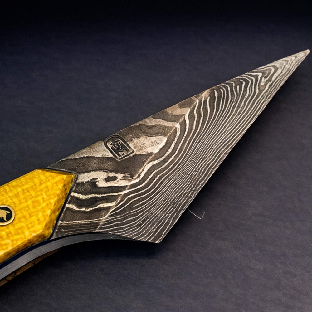 Damascus Ceviz-Mikarta Kombinasyon Kiridashi – El Yapımı 