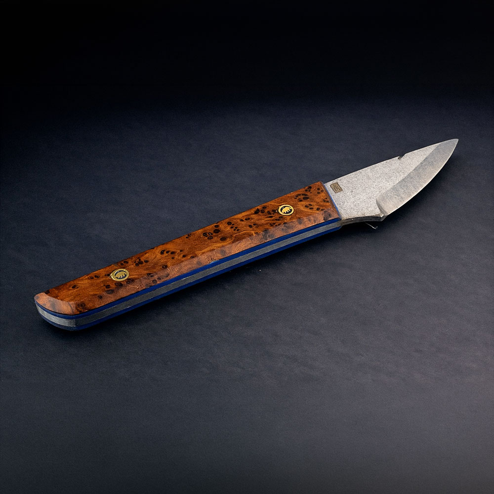 Thuya Huş Kombinasyon Saplı Kiridashi – N690 Çelik, El Yapımı Egzotik Zanaat Bıçağı