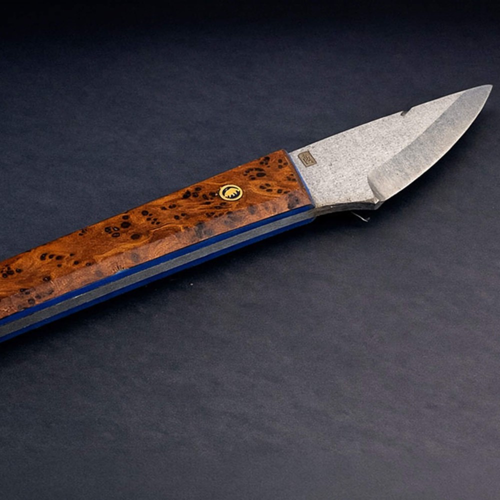 Thuya Huş Kombinasyon Saplı Kiridashi – N690 Çelik, El Yapımı Egzotik Zanaat Bıçağı