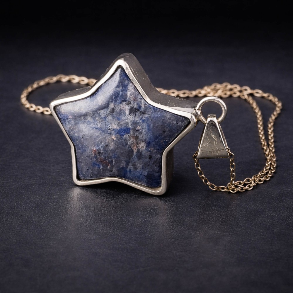 Özel Üretim Yıldız Kolye – El Yapımı Gümüş Doğal Taş Kolye