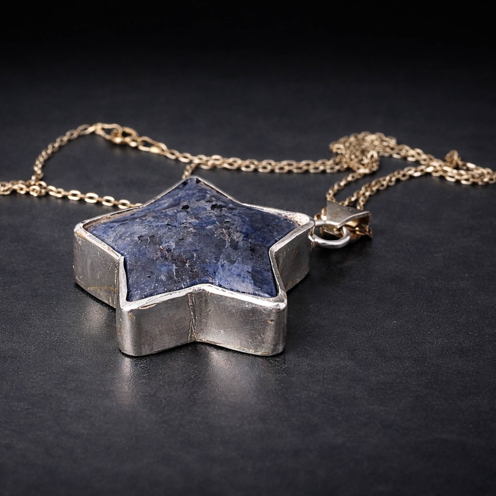 Özel Üretim Yıldız Kolye – El Yapımı Gümüş Doğal Taş Kolye