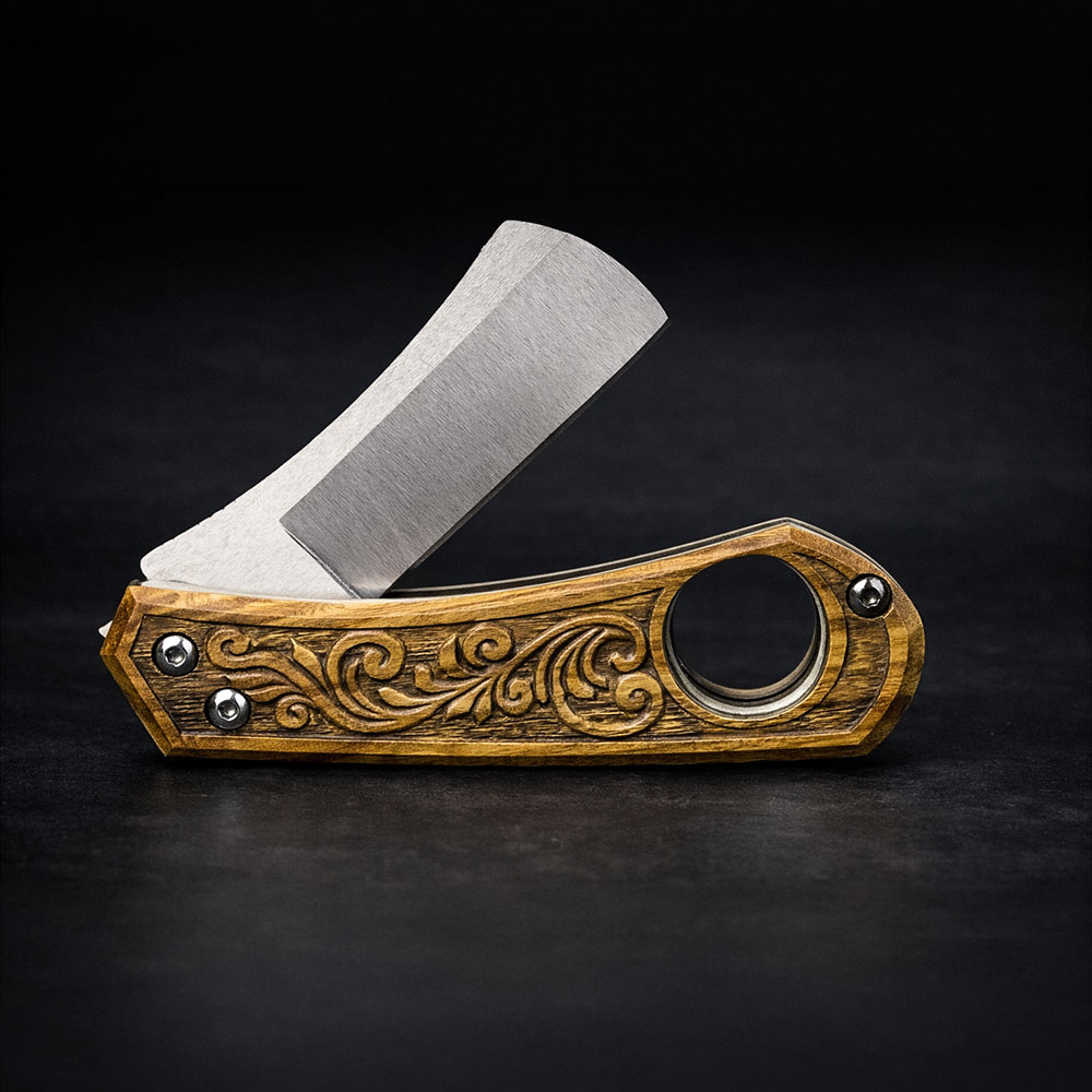 Yeşil Pelesenk Saplı Razor Bıçak – Böhler N690 Çelik, El Yapımı