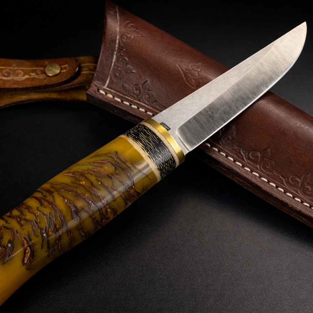 Kozalak Epoksi Kombinasyon Saplı Puukko Bıçak – Böhler N690 Çelik, El Yapımı