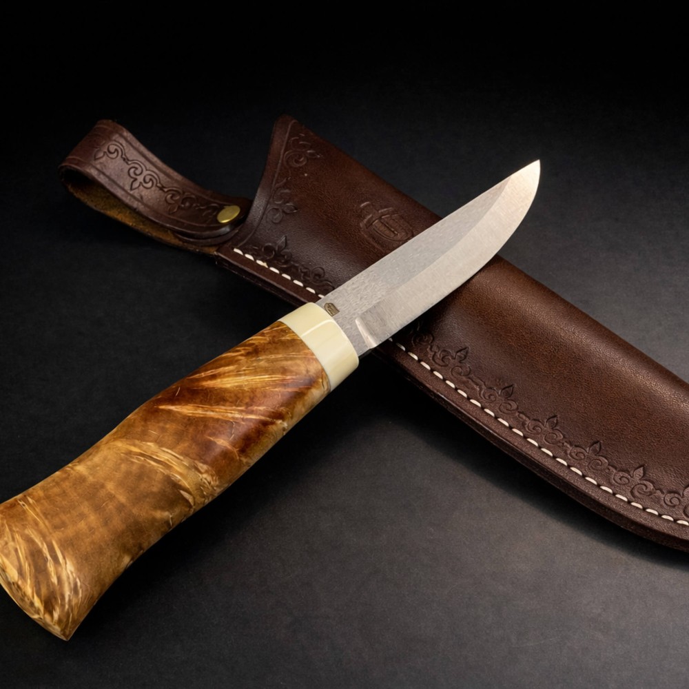 X Kesim Korelian Huş Saplı Puukko Bıçak – Böhler M398 Çelik, El Yapımı