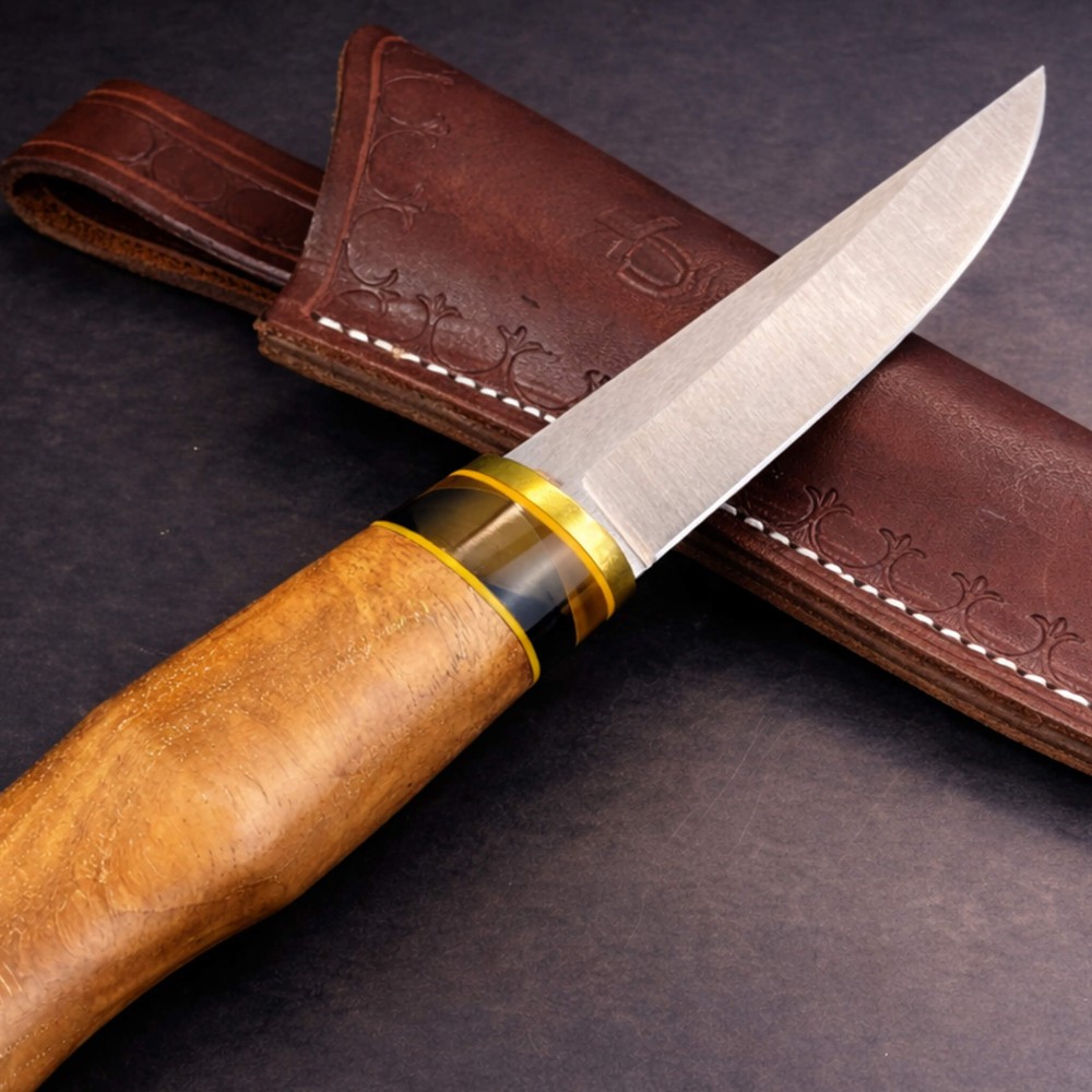 Elma ve Koç Boynuzu Kombinasyon Saplı Puukko Bıçak – Böhler N690 Çelik, El Yapımı